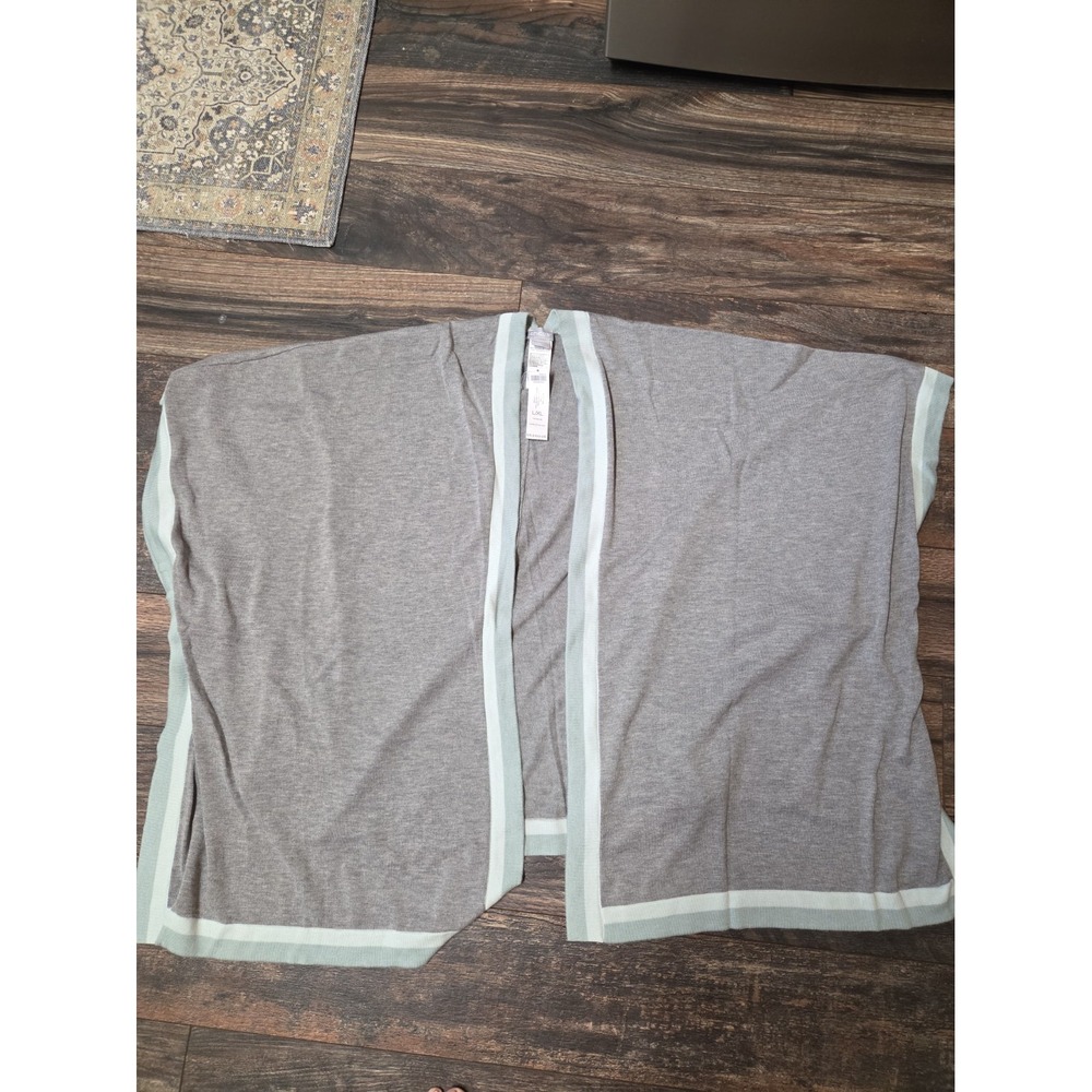 Chico's Tipped Ruana Wrap sweater cardigan size L/XL NWT Gray Aqua